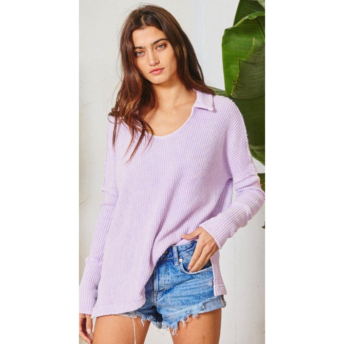 Colin Mineral Washed Top - Lavender