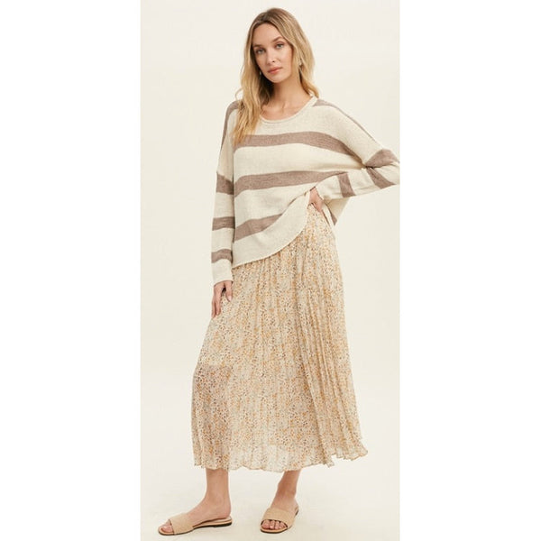 Lightweight Striped Sweater - Cream & Mocha