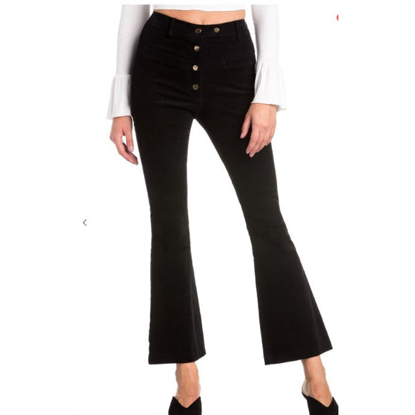 Lucy Corduroy Flare Jeans - Black